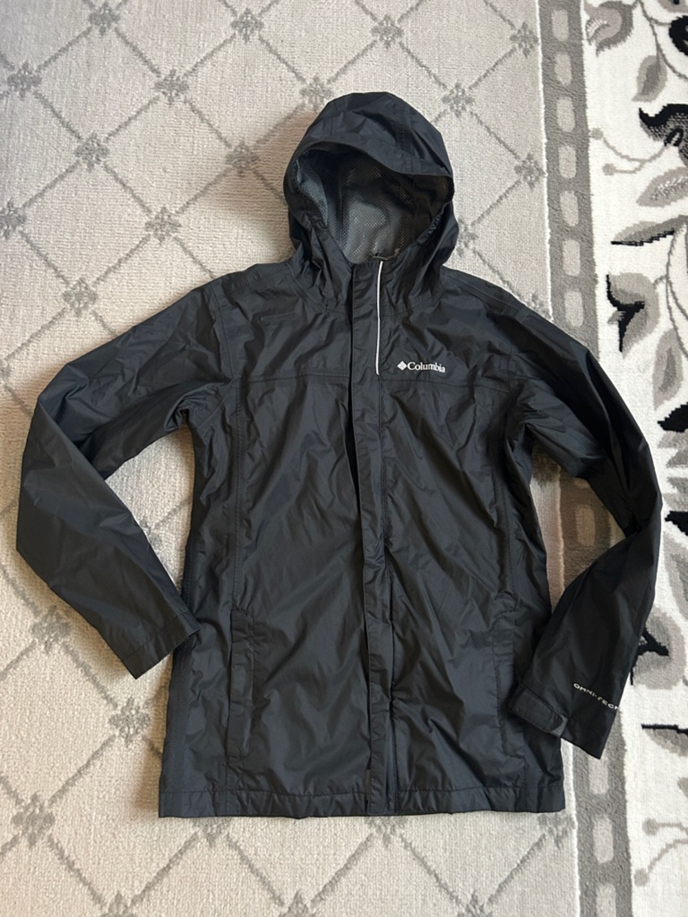 Columbia Black Hooded Kids Raincoat